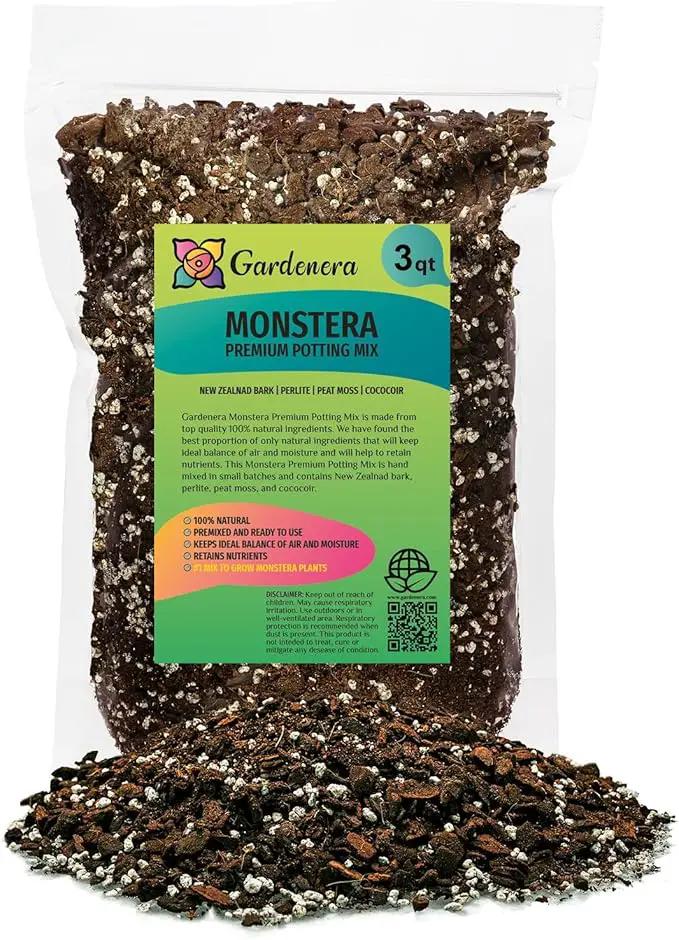 Premium Monstera Potting Soil - Quick Drain Potting Soil for Growing and Repotting Monstera Deliciosa/Swiss Cheese Plant - 3 Quart Bag by GreenHaven Gardens