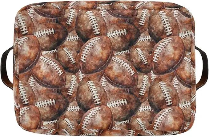 Football Rectangular Storage Basket Organizer Bin Shelf Baskets For Home Office Dorm by GreenHaven Gardens