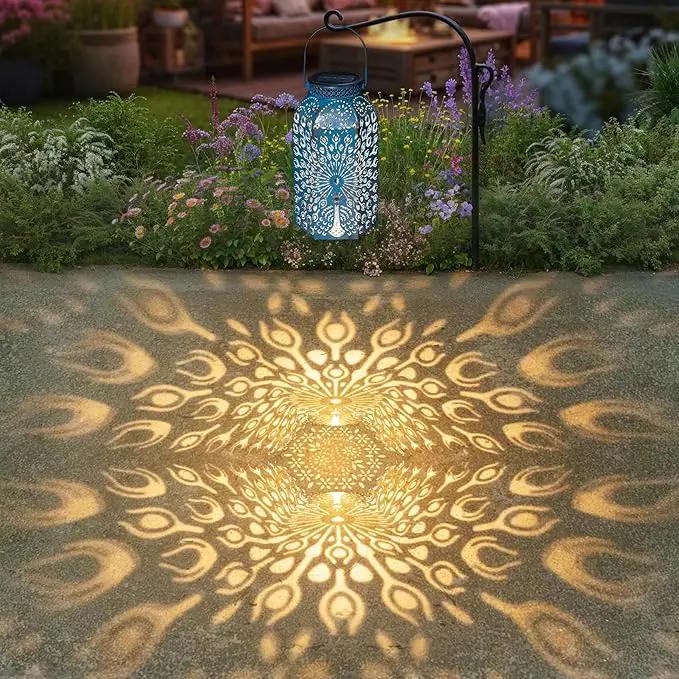 Outdoor Solar Lanterns Waterproof Peacock Garden Gifts Women Mom, Big Solar Lights, Garden Decor, Yard Art, Outside, Patio Ornaments, Birthday, Mothers' Day Birthday Gifts (2Pack, Blue Gold by GreenHaven Gardens