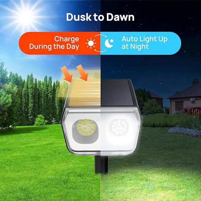 Consciot Solar Spot Lights Outdoor Waterproof, 24 LED Dusk-to-Dawn Solar Outdoor Lights, 2 in 1 Adjustable Wall Lights, Daylight Solar Landscape Spotlights for Garden Yard Wall Walkway, 6 Pack by GreenHaven Gardens