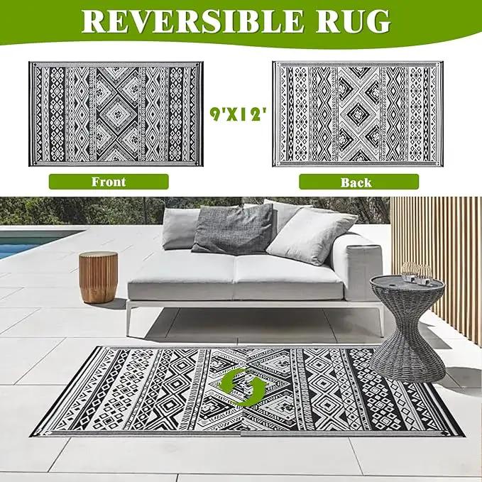 Outdoor Rug 9x12 ft Waterproof, Reversible Outdoor Plastic Straw Rug for Patios Clearance, Outdoor Area Rug Carpet RV Mat for Camping Backyard Deck Porch by GreenHaven Gardens