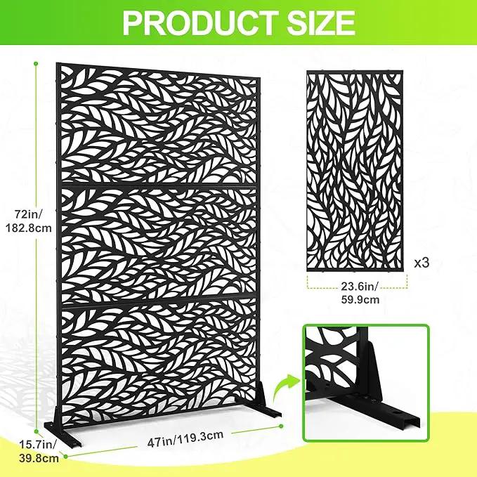 Outdoor Privacy Screen,72" H×47" W Metal Privacy Screen, Freestanding Privacy Fence Panels for Patio by GreenHaven Gardens