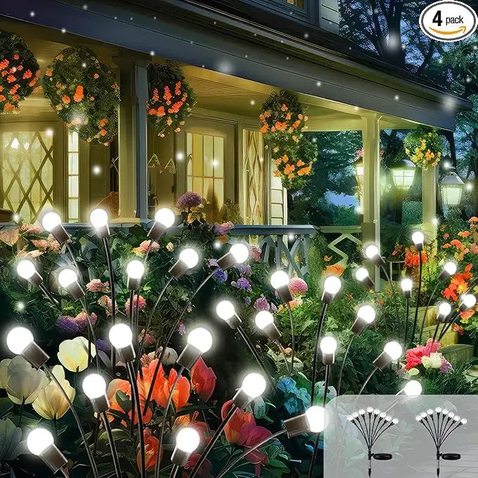 2025 Solar Lights Outdoor Waterproof, 4 Pack Solar Garden Lights, Solar Firefly Lights Outdoor Waterproof, Solar Twinkle Swaying Fairy Light for Yard Patio Pathway Garden Decoration (Cool White) by GreenHaven Gardens