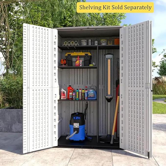 HOMSPARK Storage Shed Weather Resistance, Multi-Purpose Outdoor Storage Cabinet for Backyards and Patios, Horizontal Storage Shed for Lawnmower, Patio Accessories (White, Tall - 53 cu.ft) by GreenHaven Gardens