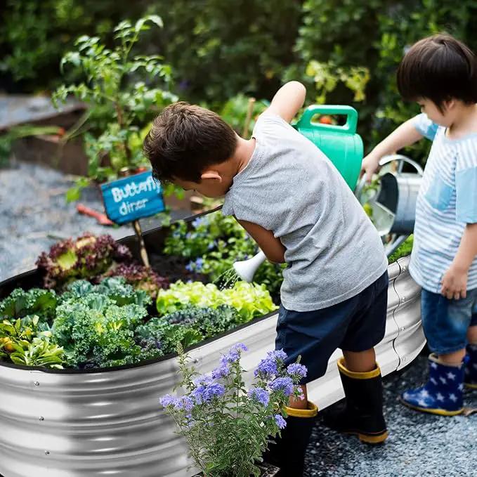JERIA Raised Garden Bed,Galvanized Raised 2 Pcs 4×2×1ft Planter Boxes Outdoor with Easy Assembly, Large Garden Bed for Vegetables, Fruits, Flower by GreenHaven Gardens