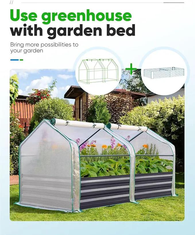 Quictent Portable Mini Cloche Greenhouse w/ Elevated Bottom, Roll-up Zippered Window Waterproof UV-Resistant Hot House for Indoor Outdoor Gaden, 71" x 36" x 36", White by GreenHaven Gardens