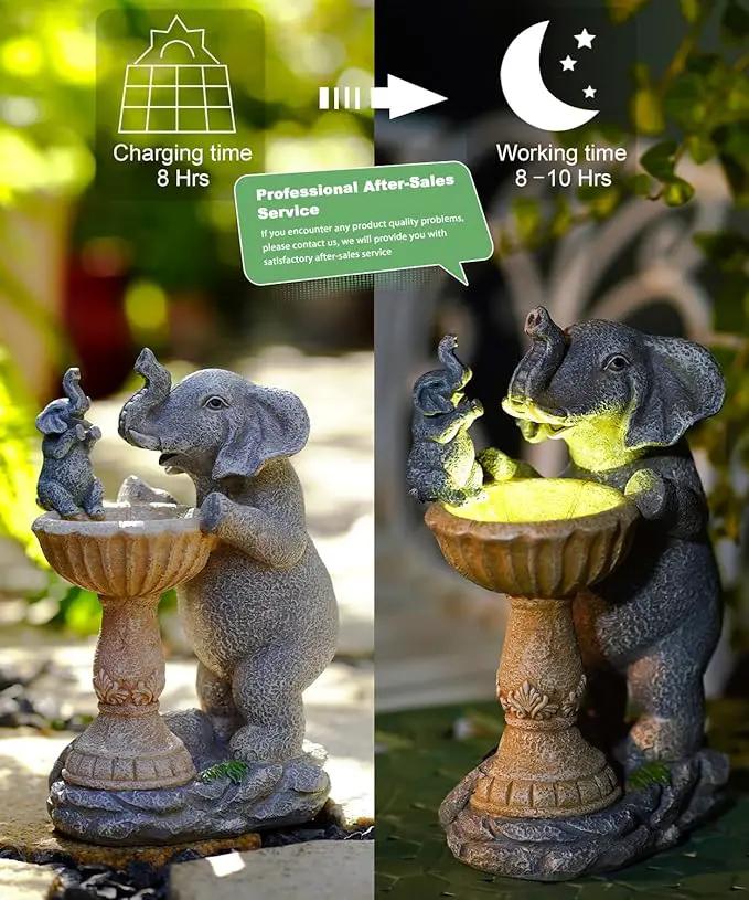 Garden Elephant Statues for Bird Bath: Outdoor Sculptures for Lawn Patio Yard Balcony Porch - Unique Gifts for Mother Grandma by GreenHaven Gardens