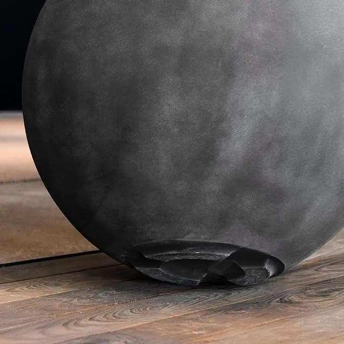 Orbo Globe Sphere Planter – Grey Stone Finish – Fiberglass Indoor/Outdoor and Weather-Resistant Round Planter (23.6" D x 21.1" H Exterior, 23.2" D x 20.5" H Interior) by GreenHaven Gardens