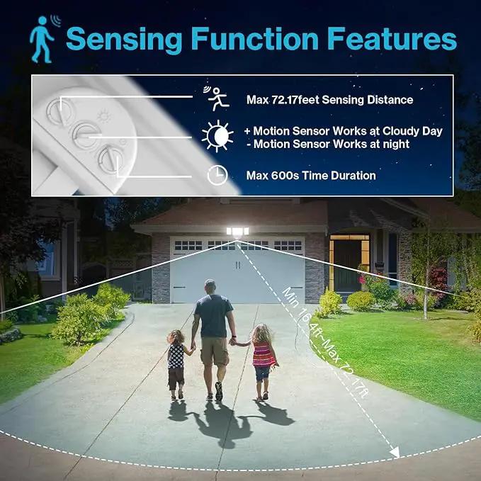 Olafus 65W Motion Sensor Outdoor Light, 2 Pack LED Security Light 6000LM, 6500K Exterior Motion Flood Light with 3 Adjustable Heads, for Outside Garage, Yard, Patio, IP65 Waterproof, White by GreenHaven Gardens