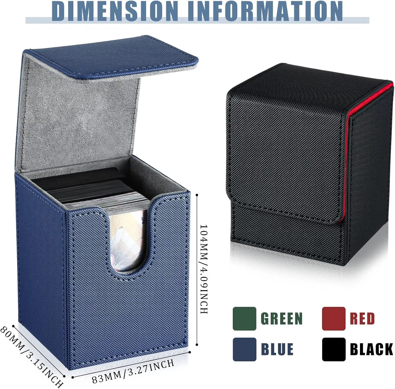 Yookeer 4 Pieces Leather Deck Card Boxes Cards Deck Game Box for Collectible Playing Card Box Compatible with MTG Commander(Black and Red, Green, Blue, Red,Vertical) by GreenHaven Gardens