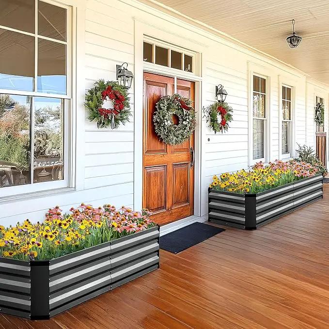 KING BIRD Raised Garden Bed Kit with Bottom 2025 Upgraded Galvanized Planter Garden Box Outdoor & Indoor for Gardening, Vegetables, Flowers, Dark Grey, 70.8x23.6x11.8 in by GreenHaven Gardens