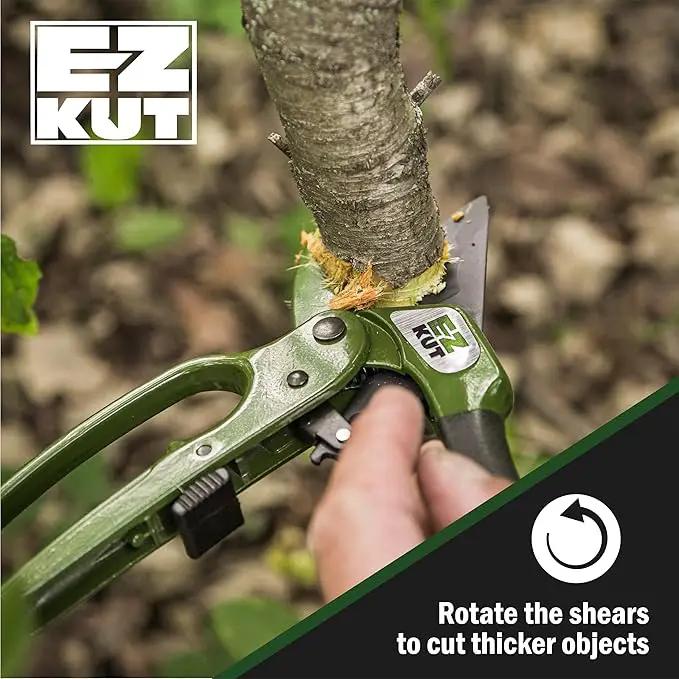 EZ Kut Heavy Duty Pruning Shears Green - with Ratcheting Action Great Garden Hand Tool Clippers Gardening pruners arthritis tools Ratcheting Anvil Hand Pruner Pruning Shears Heavy Duty Since 1988 by GreenHaven Gardens