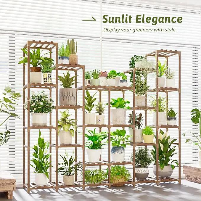 22 Tiers Plant Shelf for Plants Large Indoor Plant Stand Plant Rack Extra Large Wood Plant Stands for Hanging Plant Holder for Patio Balcony Garden by GreenHaven Gardens