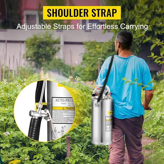 Happybuy 2 Gallon Stainless Steel Sprayer, 20" Wand & 3FT Reinforced Hose, Hand Pump Sprayer with Pressure Gauge, Safety Valve & Adjustable Nozzle, Weed Sprayers for Lawn, Gardening &Sanitizing1 by GreenHaven Gardens