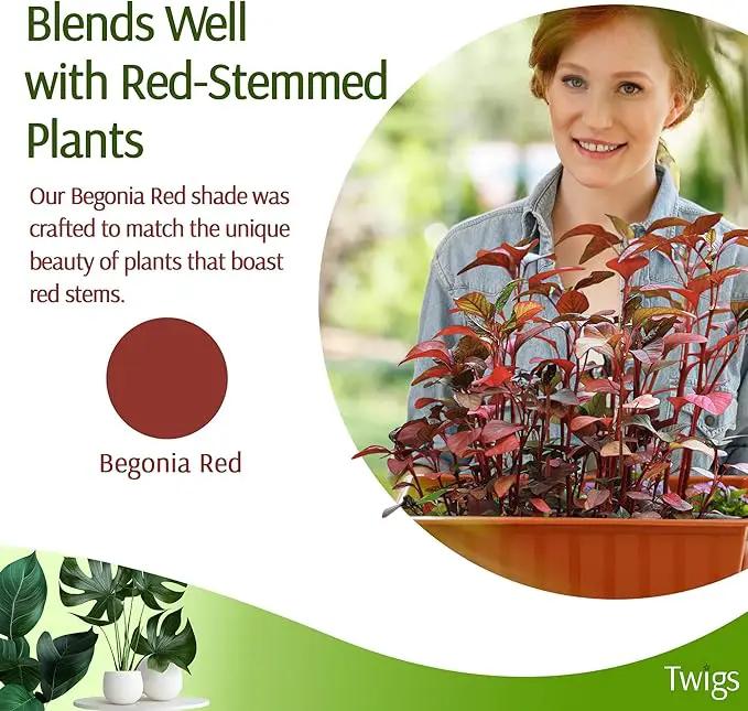 Stackable Plant Support Stakes, Stem Holder Structures for Indoor & Outdoor Use, Garden Accessories for Climbing & Potted Plants, Trellis Alternative - Begonia Red, 10 Pack, 17" L by GreenHaven Gardens
