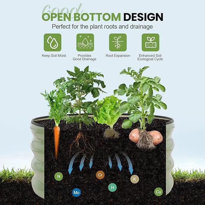 G GOOD GAIN Round Raised Garden Bed - 2Pcs 2x2x1ft Galvanized Steel Planter Boxes Outdoor with Rubber Edge Trim | Metal Raised Beds for Gardening Vegetables Flowers Fruits Herbs (Olive Green) by GreenHaven Gardens