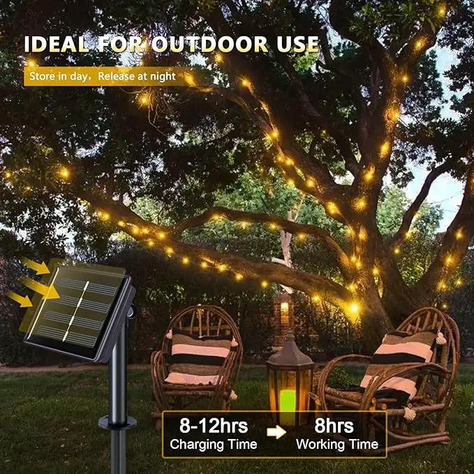 JMEXSUSS 4 Pack 100 LED Solar Fairy Lights, 33ft Warm White Solar String Lights Outdoor Waterproof, 8 Modes Copper Wire Solar Twinkle Lights for Garden Yard Tree Wedding by GreenHaven Gardens