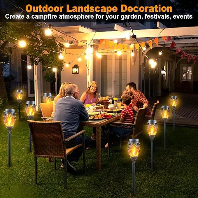 Mini Solar Tiki Torches with Flickering Flame Effect - 12LED Torch Lights Outdoor Waterproof, Perfect for Festival Decorations, Yard, Garden, Patio & Pathway Landscape Lighting (Set of 8) by GreenHaven Gardens