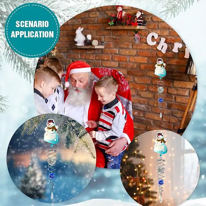 FONMY Snowman Gazing Ball Spiral Decorative Wind Spinner Sun Catcher Rainbow Maker Silver Spiral W/ K9 Crystal Ball Christmas Tree Hanging Ornament Indoor Outdoor Garden Decor. -22 inch H by GreenHaven Gardens