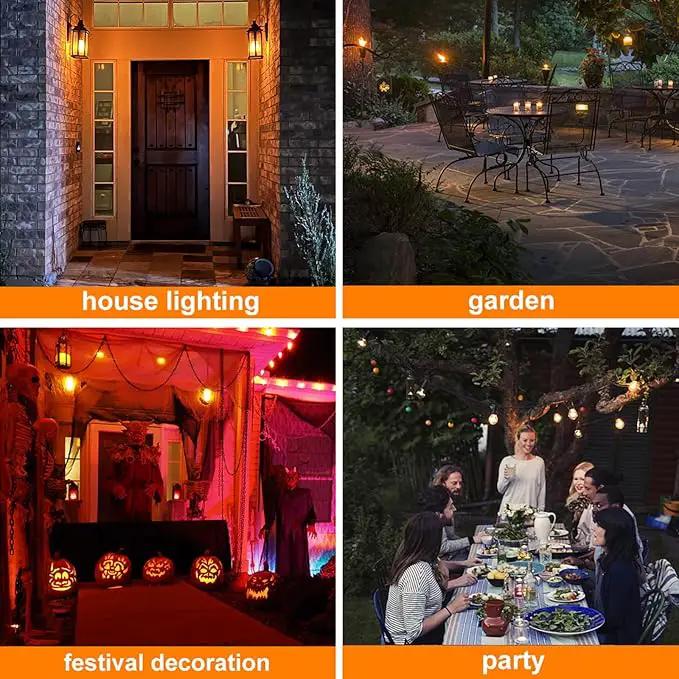 Hompavo 【Upgraded】 LED Flame Light Bulbs, 4 Modes Flickering Light Bulbs with Upside Down Effect, E26/E27 Base Flame Bulb for Halloween, Christmas, Indoor and Outdoor Decoration (White-2 Pack) by GreenHaven Gardens