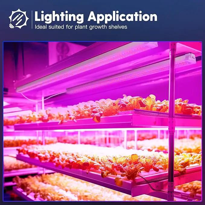 FREELICHT 6 Pack 4FT LED Grow Light, 40W (250W Equivalent), Red Blue (660nm+460nm) Full Spectrum Grow Light for Indoor Plants, Linkable Plug in Plant Growing Lamps for Hydroponic Seeding Veg Flower by GreenHaven Gardens