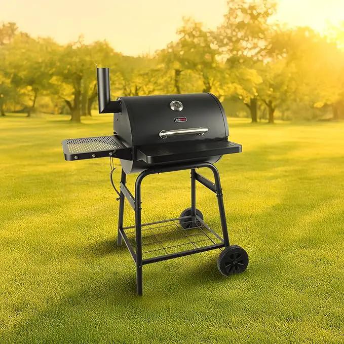 Grill Boss 23 Inch Charcoal Barrel Grill with Adjustable Grate, Large Cooking Area, Black by GreenHaven Gardens
