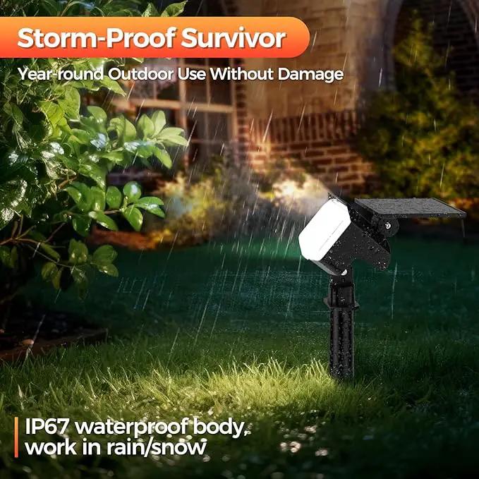 Solar Spot Lights Outdoor, 92 LEDs Landscape Lighting with 3 Lighting Modes and Auto On/Off, IP67 Waterproof Spotlights, Outdoor Solar Lights for Yard Garden, 2 Pack (Cool White) by GreenHaven Gardens