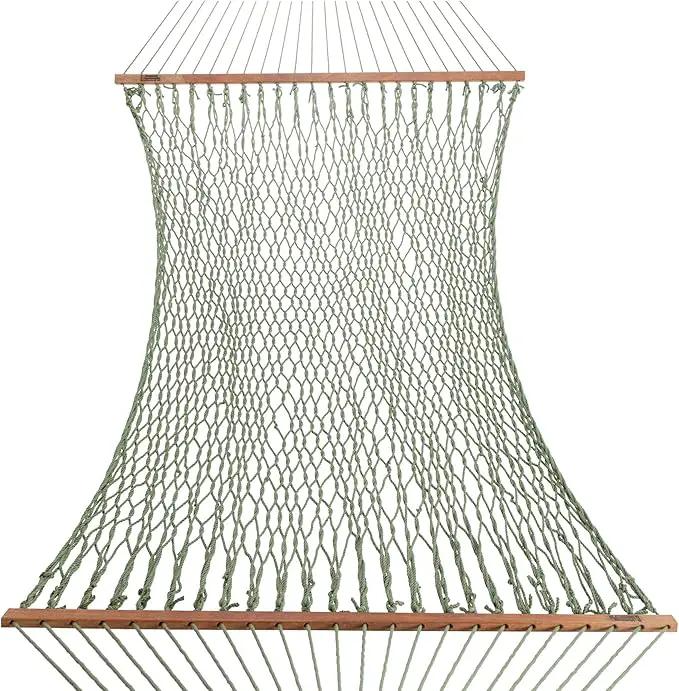 Hatteras Hammocks Deluxe Meadow Duracord Rope Hammock with Free Extension Chains & Tree Hooks, Handcrafted in The USA, 450 LB Weight Capacity, 13 ft. x 60 in by GreenHaven Gardens