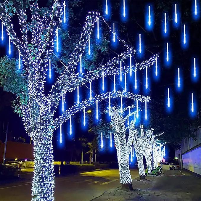 LED Meteor Shower Solar Lights Outdoor, Waterproof Garden Lights 30cm 10 Tubes 360LEDs Falling Lights Raindrop Lights,Holiday Party Wedding Christmas Tree Decoration String Lights (Blue) by GreenHaven Gardens