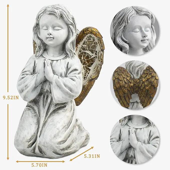 Outdoor Decor - Angel Statue, Solar Powered, Praying Angel for Patio, Lawn, Porch by GreenHaven Gardens