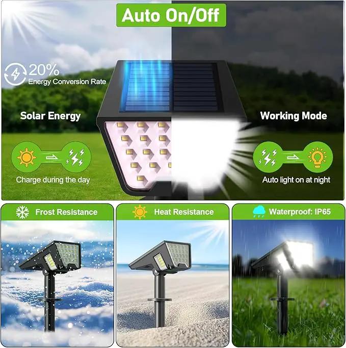 Solar Spot Lights Outdoor Waterproof IP67, Solar Powered Lights Outdoor with 53 LED & 3 Modes, Landscape Spotlight Wall Light for Garden Yard Pathway Driveway 4 Pack (Cool White) by GreenHaven Gardens