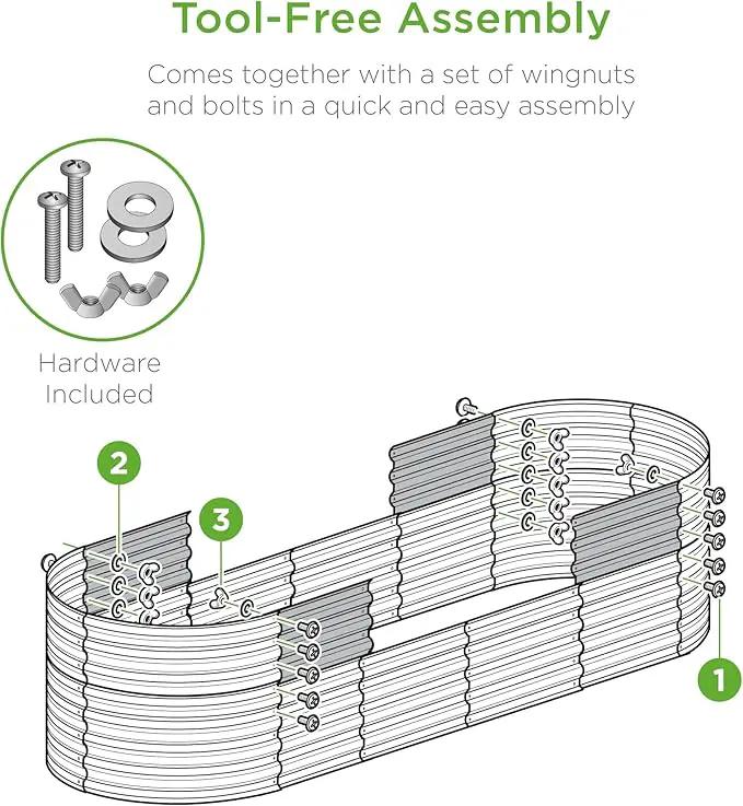 Best Choice Products 8x2x2ft Metal Raised Garden Bed, Oval Outdoor Deep Root Planter Box for Vegetables, Herbs w/ 4 Support Bars, 215 Gal Capacity - Charcoal by GreenHaven Gardens