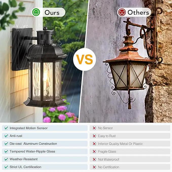 VIANIS Motion Sensor Outdoor Wall Lights, 2-Pack Black Outdoor Light Fixture, Exterior Lights for House, Front Porch Light Lantern Wall Mount Sconce Lighting, Dusk to Dawn Outside Lights for Patio by GreenHaven Gardens