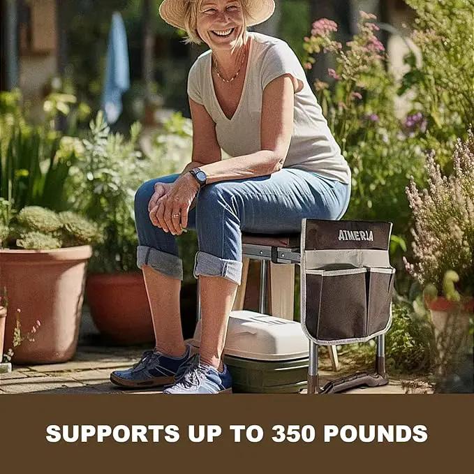 K5 Foldable Kneeler Seat - Heavy Duty (Detachable Cloud Kneeler Pad) - Garden Stool - 2 Large Tool Bags - Portable Bench for Indoor & Outdoor by GreenHaven Gardens