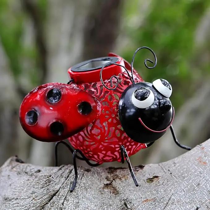 Teaeeno Ladybug Solar Light Lantern Garden Decor,Metal Animal Decorative Ladybug Sculpture,Garden Yard Lawn Backyard Ornament Decor,Home, Lawn, Patio,Metal Animal Ornament, Women/Gardening Gifts by GreenHaven Gardens