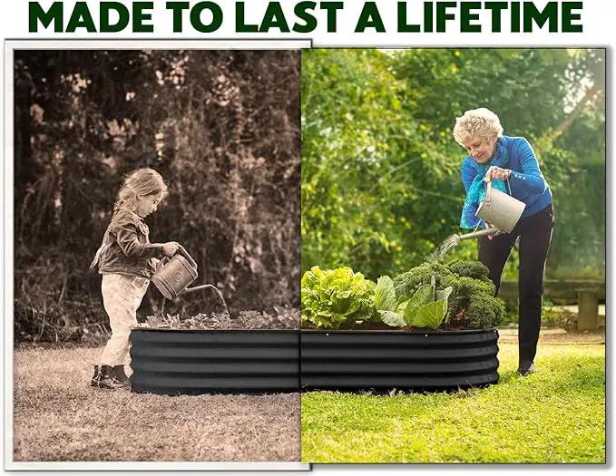 Galvanized Raised Garden Beds Outdoor // 8×4×1 ft (2-Pack) Planter Raised Beds for Gardening, Vegetables, Flowers // Large Metal Garden Box // Patented Tool-Free Design (Black) by GreenHaven Gardens