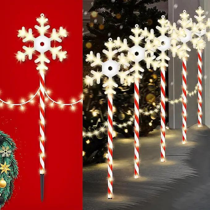 Christmas Pathway Lights Snowflake Outdoor 10PK 28inch 250LED 8 Modes Yard Decoration Flashing Waterproof Outdoor Lighted Up Christmas Light Decor for Garden Yard (Red) by GreenHaven Gardens