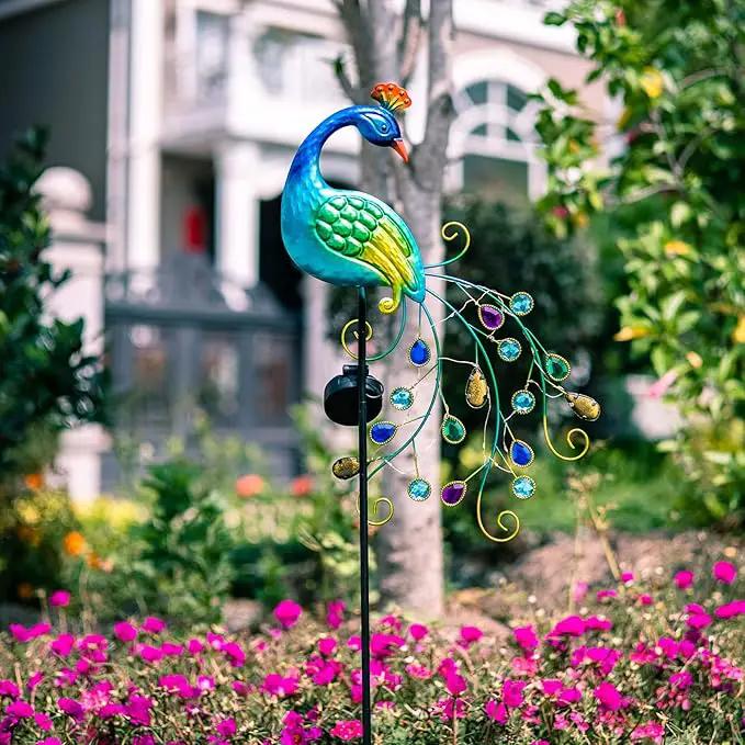 DREAMSOUL Metal Peacock Garden Solar Lights Outdoor Decorative Garden Stake Lights- Waterproof Peacock Solar Landscape LED Path Light Patio Yard Lawn Outside Decoration by GreenHaven Gardens