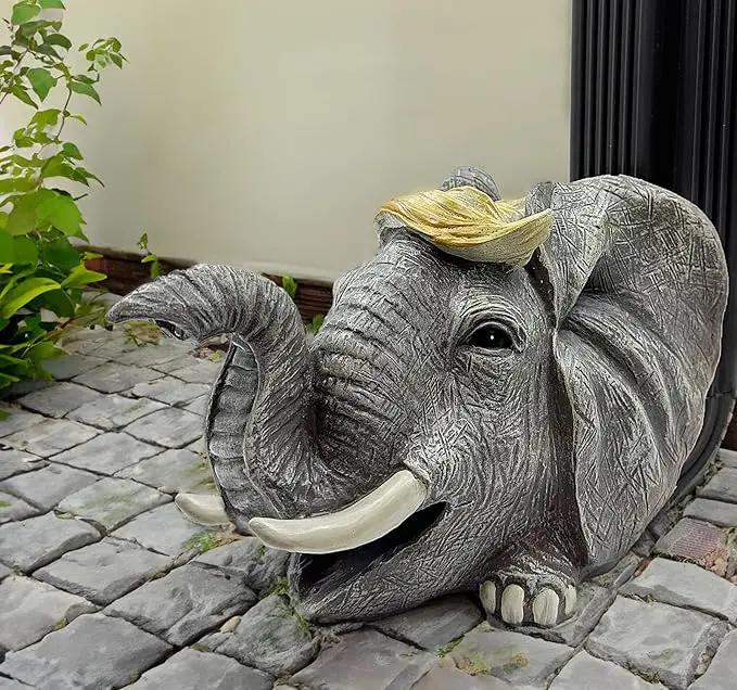 Teaeeno Elephant Decor Statue Gutter Downspout Extension Decorative,Animal Statue Outdoor Decor,3"×4" Rain Gutter Downspout Splash Block,Garden Splash Block Outdoor Sculpture,Rain Downspout Diverter by GreenHaven Gardens