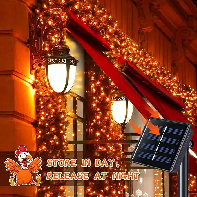JMEXSUSS 4 Pack Orange Solar Fairy Lights, Total 400 LED 132 FT Orange Halloween Light, 8 Modes Copper Wire Solar String Lights Outdoor Waterproof for Halloween Garden Yard Tree Christmas Decor by GreenHaven Gardens