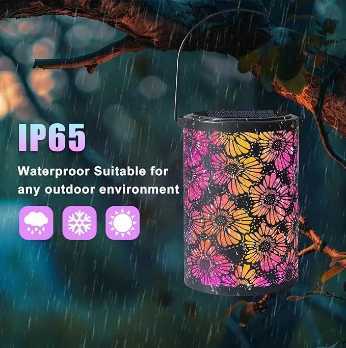 Solar-Powered Iron Art Lantern - Two Lighting Modes Waterproof Hanging Ambiance Lighting for Gardens & Patios, Perfect as Decorative Gift Housewarming Gift Mom Gifts (Flower) by GreenHaven Gardens