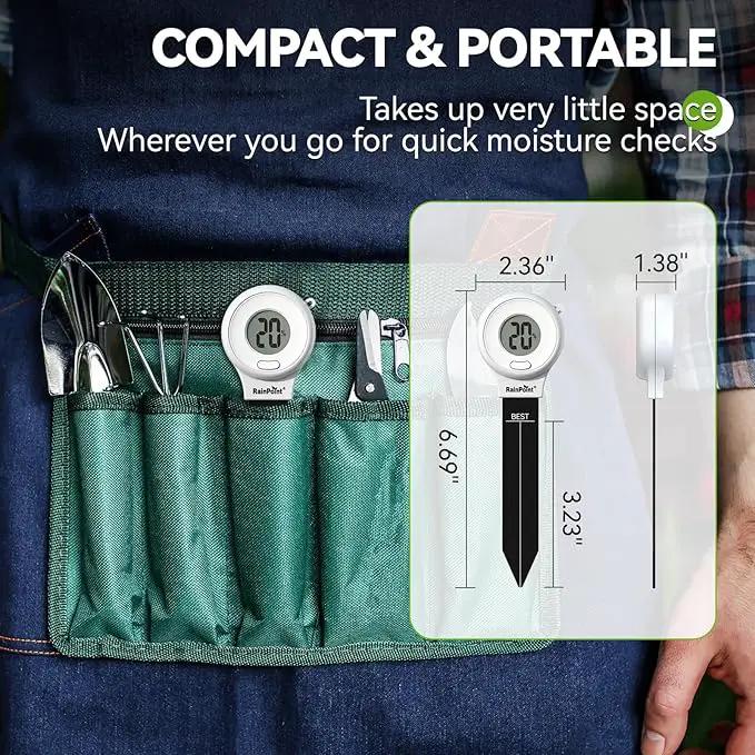 RAINPOINT Digital Compact Soil Moisture Meter for Indoor/Outdoor Plants, Soil Probe Hygrometer Sensor Tester Sets for Garden Lawn Farm, Easy Operation House Pot Plants Moisture Detector- 3 pcs by GreenHaven Gardens