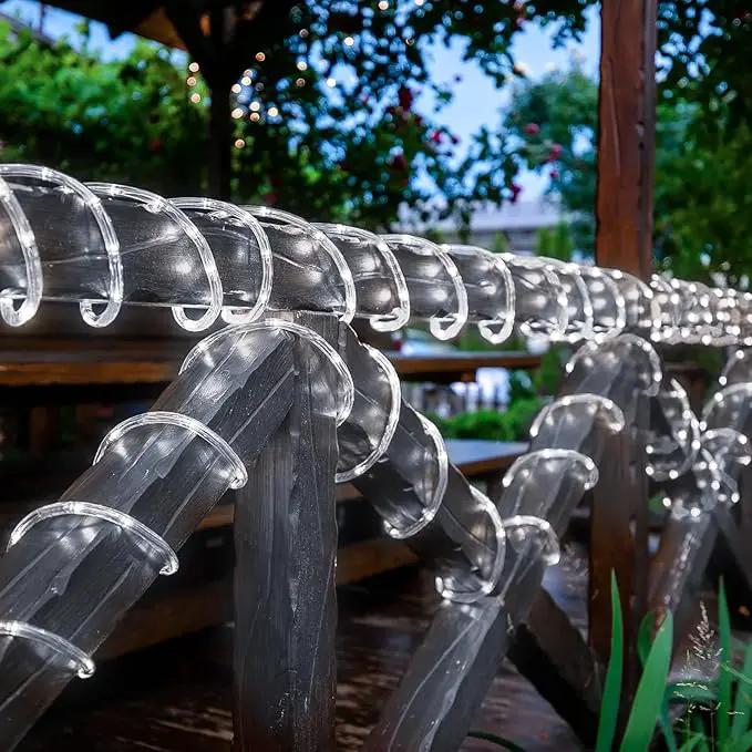 Solar Rope Lights, 66ft 200LED String, 8 Modes Waterproof Powered Outdoor, Flexible Clear Tube for Garden, Backyard, Patio, Deck, Porch, Pool, Tree Decorative - White by GreenHaven Gardens
