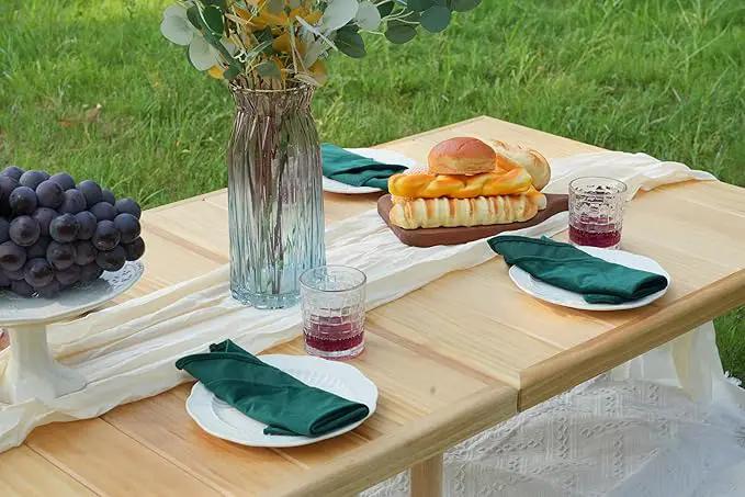 30×30-inch Bohemian Style Picnic Table with 60×30-inch Tabletop and Dual Height Adjustment for Patio Grilling. by GreenHaven Gardens