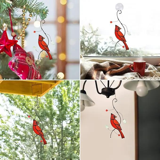 Lolitarcrafts Bigger Cardinal Stained Glass Window Hangings Cute Birds Suncathers for Window Monthers Day Gifts by GreenHaven Gardens