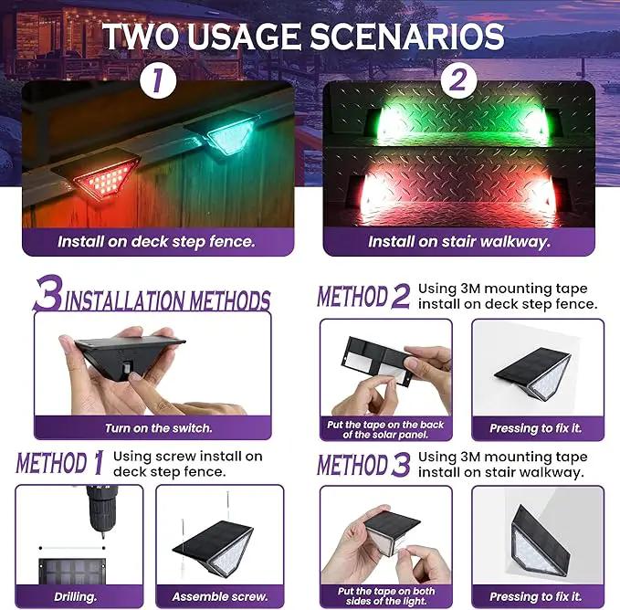 SOLPEX Solar Step Lights for Outside, 24 LEDs Solar Stair Lights Outdoor Waterproof Decor for Porch, Front Door, Stair, Step, Deck, Fence, Balcony, Patio, Wall, Yard, Garden(6 Pack,RGB) by GreenHaven Gardens