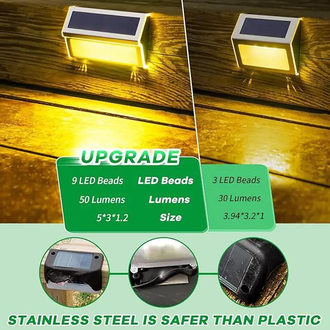 JSOT Solar Step Deck Lights for Outside Decorative - 10Pack Stairs Lights Outdoor Waterproof for Yard Garden Landscape Pool Fence Step Wall 9 LED Beads Solar Lighting by GreenHaven Gardens