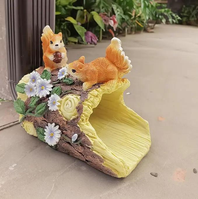 Squirrel Statues Gutter Downspout Extension Statues Garden Decoration,Resin Statue Outdoor Decor,Animal Downspout Diverter,Decorative Gutter Extension,3"×4" Downspout Extender Diverter Splash Block by GreenHaven Gardens
