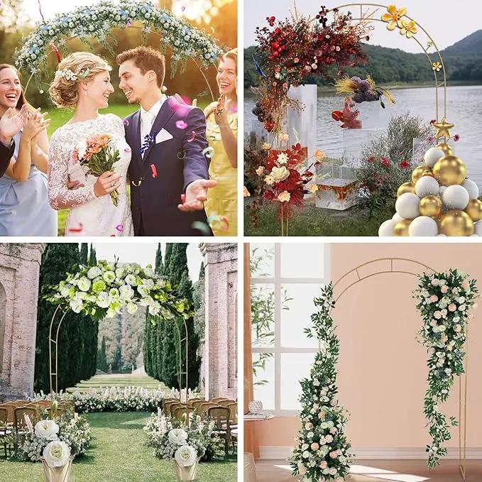 Adorox Metal Garden Arch Trellis for Climbing Plants 7.8ft Outdoor Arch Wedding Halloween Christmas Vine Trellis Pumpkin Archway Assemble Freely 2 Sizes Gold by GreenHaven Gardens