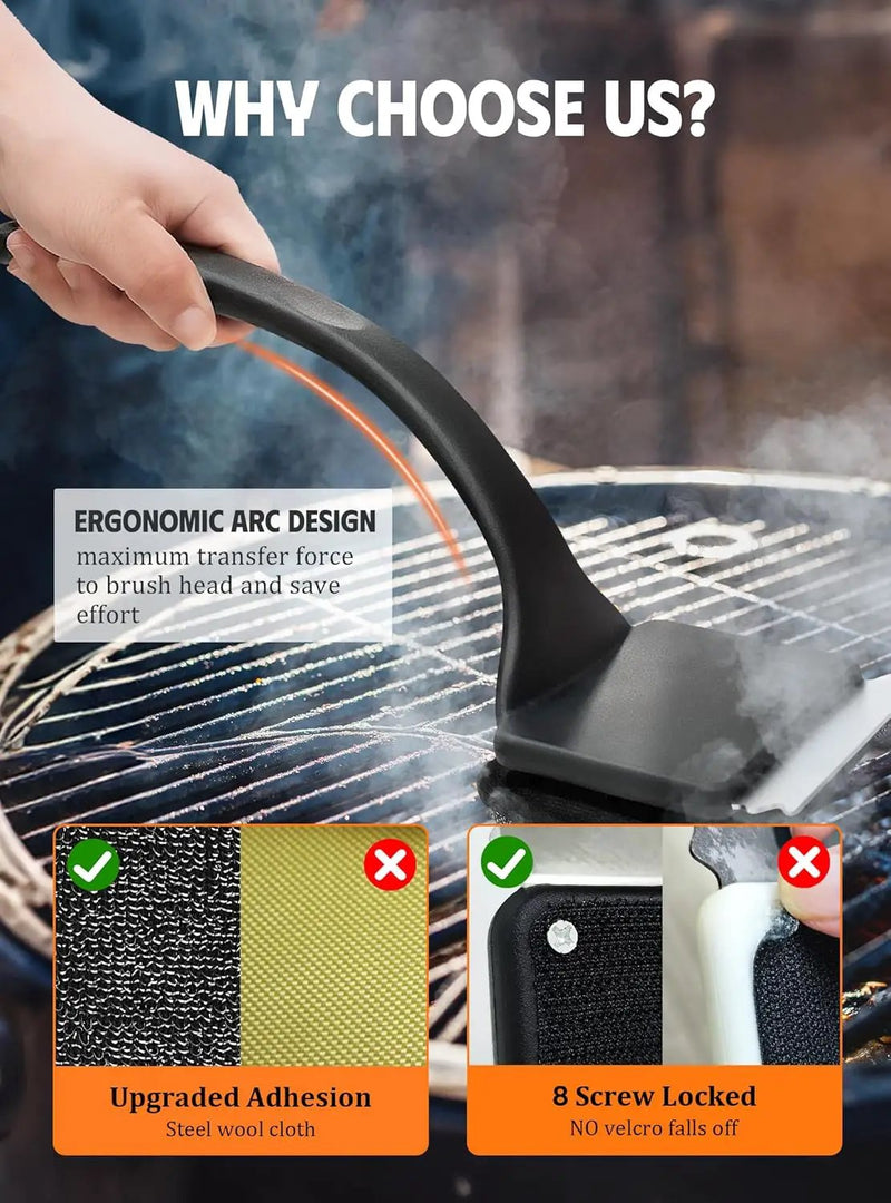 MEKER Grill Brush Bristle Free Replacement Pad, Ultra Safe Cleaning, Grill Cleaner Pad, Grill Brush Replacement Pad, 4 PCS by GreenHaven Gardens